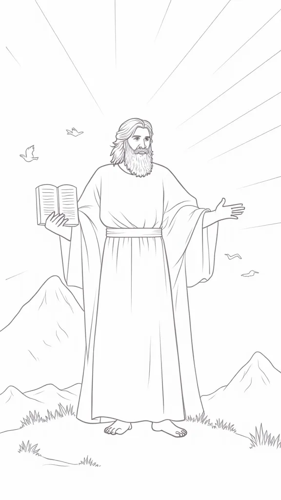 coloriage de Moïse et Ten Commandments